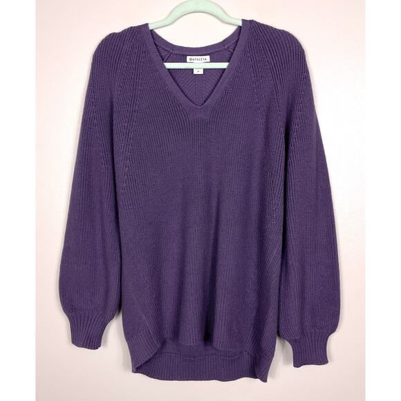 Athleta En Route Hanover Sweater Nightfall Purple Medium Merino Wool Blend - Picture 3 of 10